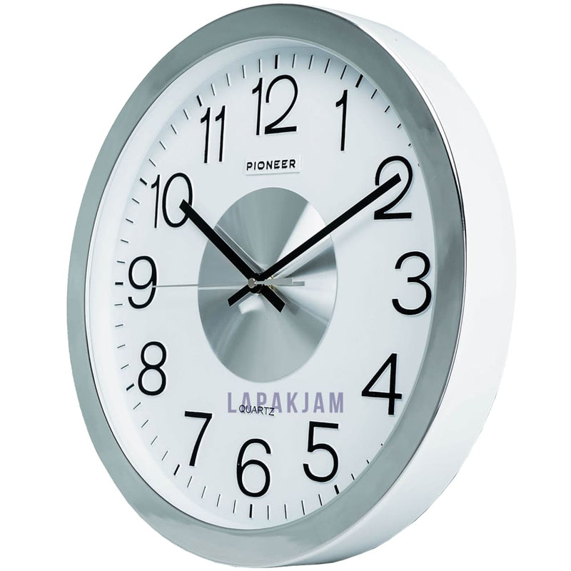 Jam Dinding Analog Polos Minimalis Pioneer Siver JDPIHS137DWWHI
