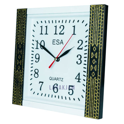Jam Dinding Analog Permata/Feminim/Norak Esa Hitam Putih JDES91IT