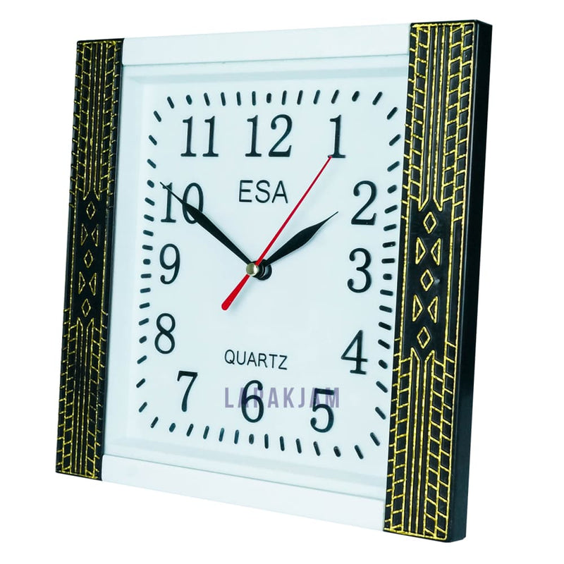 Jam Dinding Analog Permata/Feminim/Norak Esa Hitam Putih JDES91IT