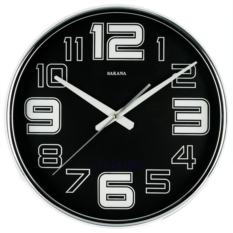 Jam Dinding Analog Polos Minimalis Sakana Hitam JDSAKA584HIT