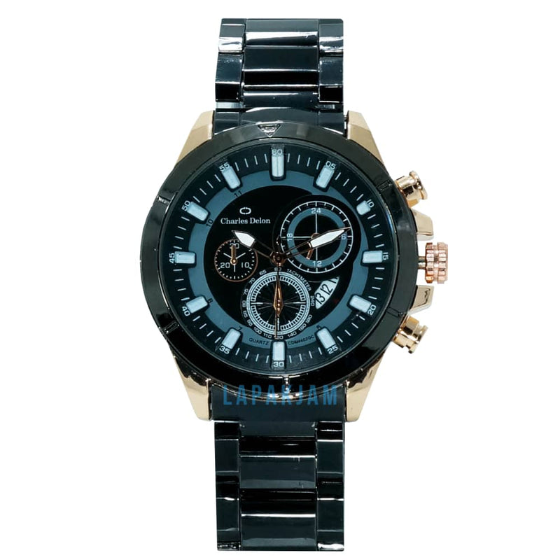 Jam Tangan Analog Formal Charles Delon Hitam Gold JACHARCDM4602GCRHITGOL