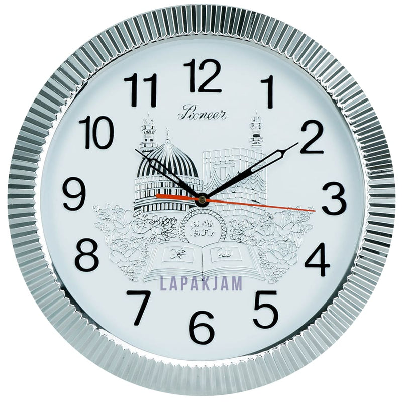Jam Dinding Analog Polos Minimalis Pioneer Silver JDPICR2074SIL