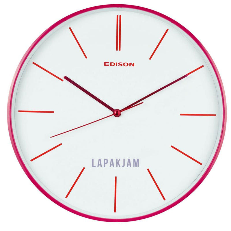 Jam Dinding Analog Polos Minimalis Edison Magenta JDEDISEDW291-B44MAG