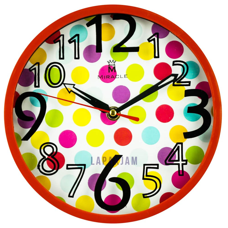 Jam Dinding Analog Polos Minimalis Miracle Merah JDMIRAM26BP01MER