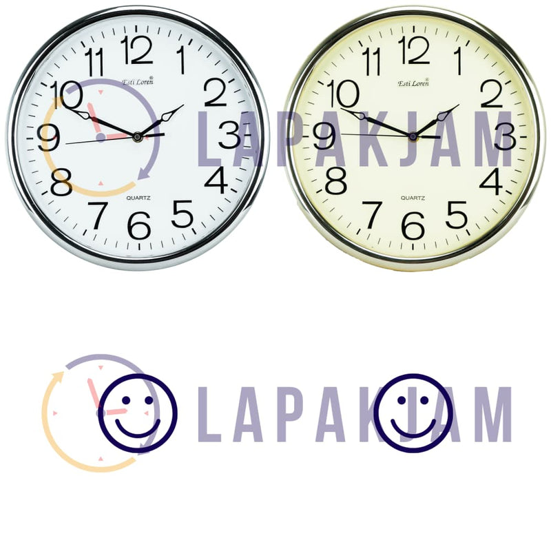 Jam Dinding Bell & Bandul Polos Minimalis Estiloren Silver Chrome JD78T4039WSIL