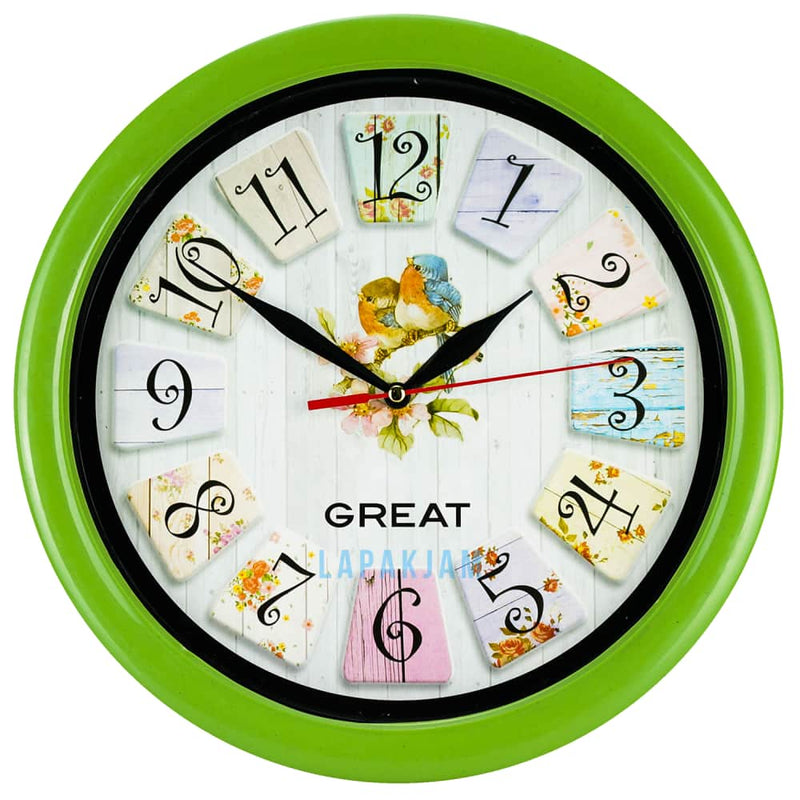 Jam Dinding Analog Bunga Great Hijau Muda JDGREA777G-3HIJMUD