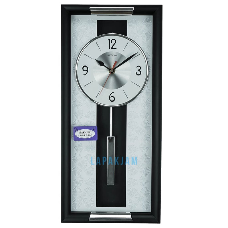 Jam Dinding Bell & Bandul Polos Minimalis Sakana Hitam JDSA389BHIT