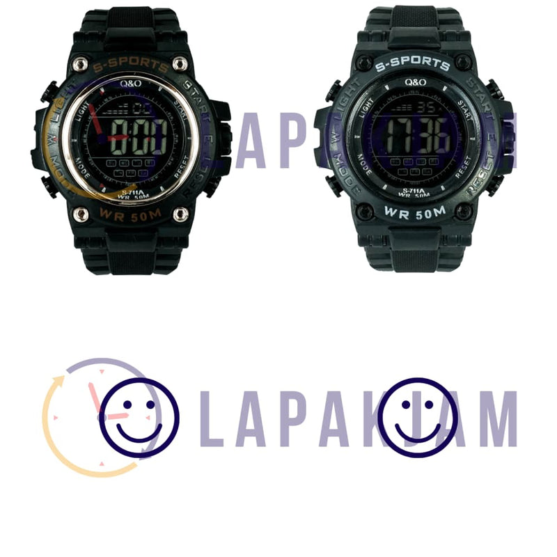 Jam Tangan Digital Sporty QnO Hitam Gold JAQNOS-711ADHITGOL