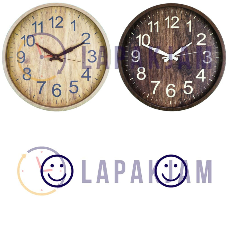 Jam Dinding Analog Polos Minimalis Platinum Coklat Muda JDPLATPM-3023COKMUD