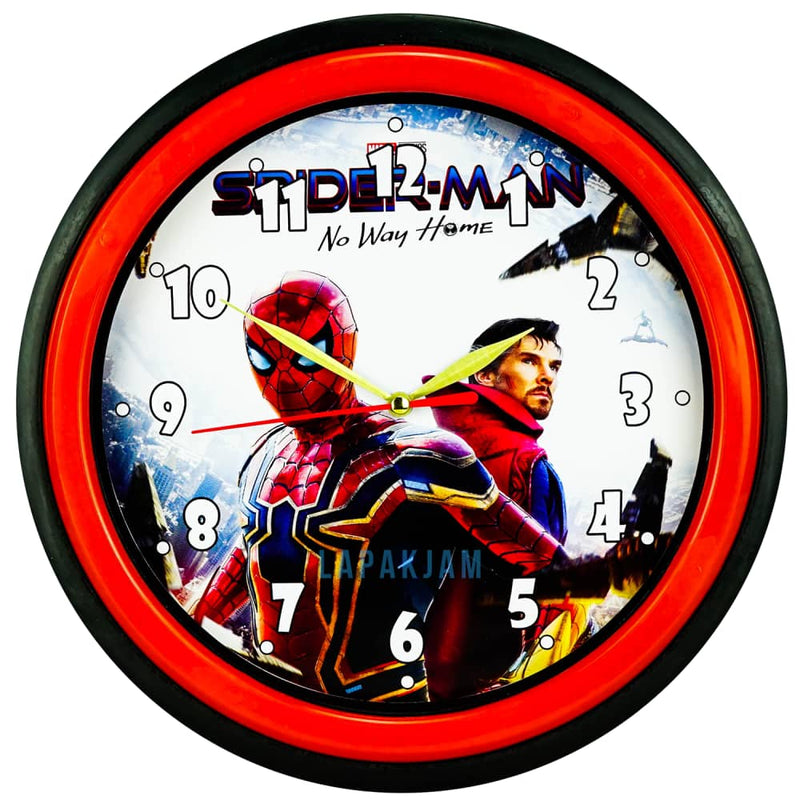 Jam Dinding Esa 722 Spiderman Merah Putih 27 cm