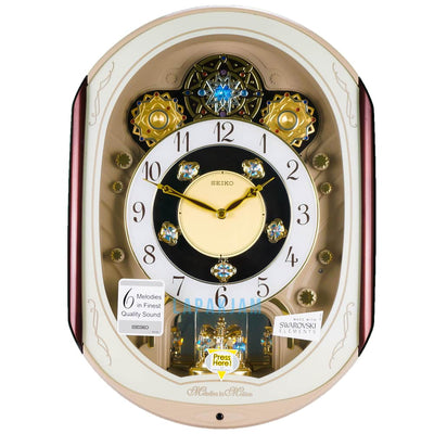 Jam Dinding Analog Polos Minimalis Seiko Coklat Putih JDSEQXM276BCOK