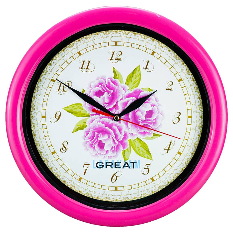 Jam Dinding Analog Bunga Great Pink JDGREA777G-4PIN