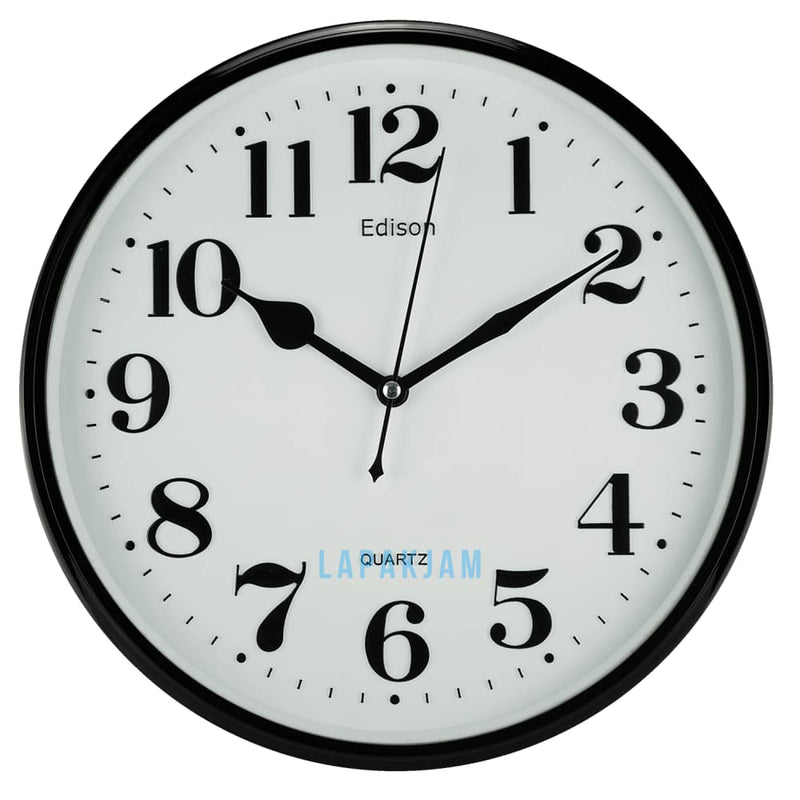 Jam Dinding Analog Polos Minimalis Edison Hitam Putih JDEDISEDW319T31HITPUT