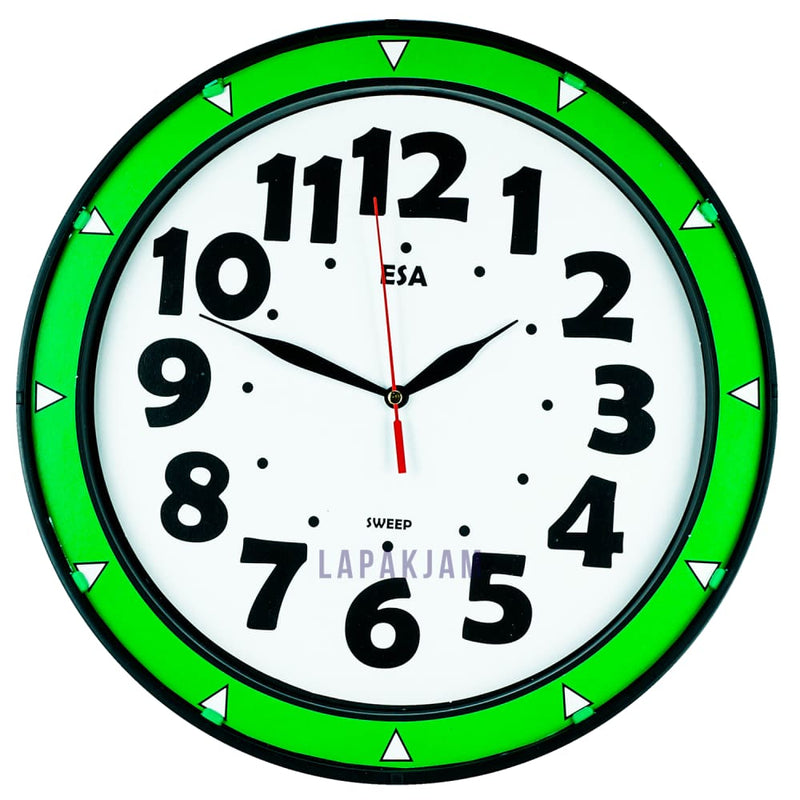Jam Dinding Analog Polos Minimalis Esa Hijau JD39ESASTHI