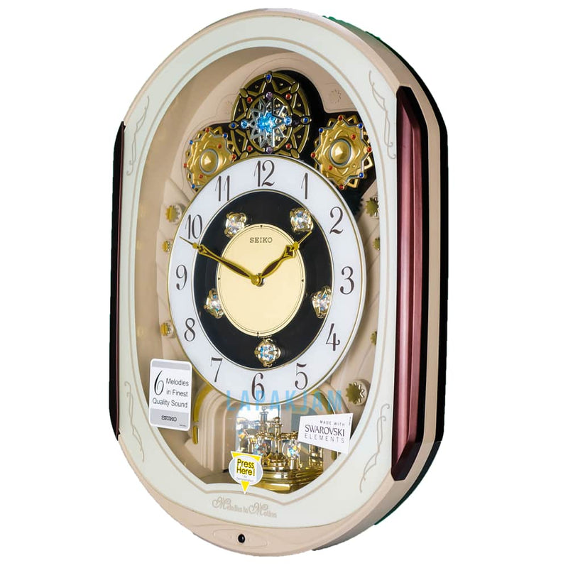 Jam Dinding Analog Polos Minimalis Seiko Coklat Putih JDSEQXM276BCOK