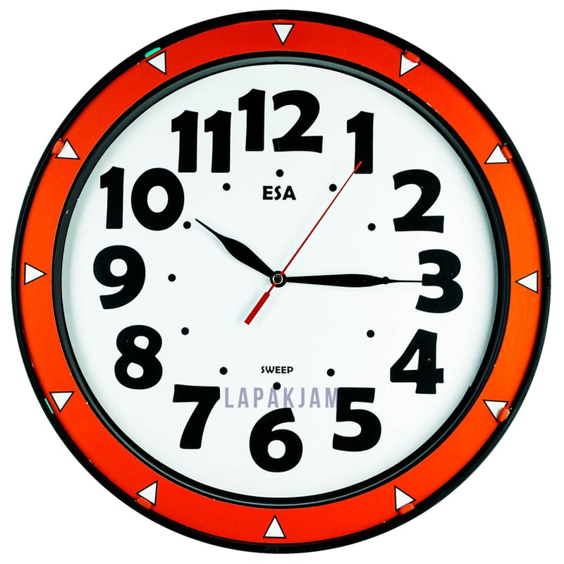 Jam Dinding Analog Polos Minimalis Esa Merah JD39ESASTME