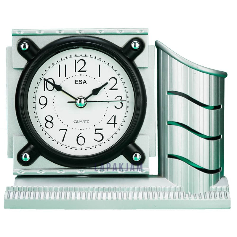 Jam Weker Analog Polos Minimalis Esa Silver WEESAA-36SIL