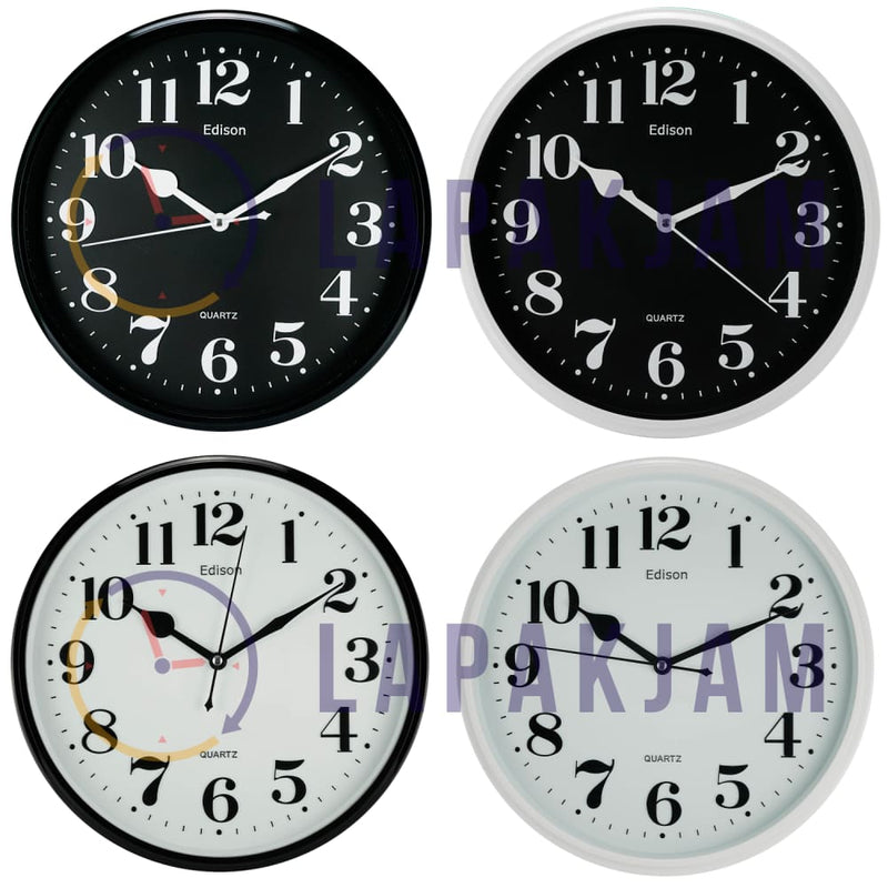 Jam Dinding Analog Polos Minimalis Edison Hitam JDEDISEDW319T31HIT