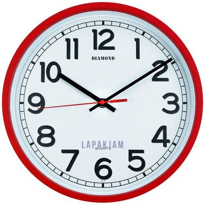 Jam Dinding Analog Polos Minimalis Diamond Merah JDDIM212-18MER