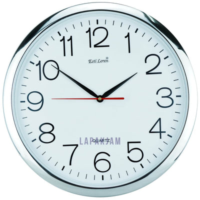Jam Dinding Analog Chrome Kantor Estiloren Silver Chrome JD93T4019WWHI