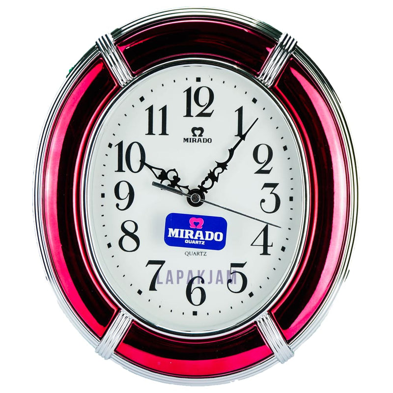 Jam Dinding Analog Polos Minimalis Mirado Merah JDMIRAMQ-8536MER