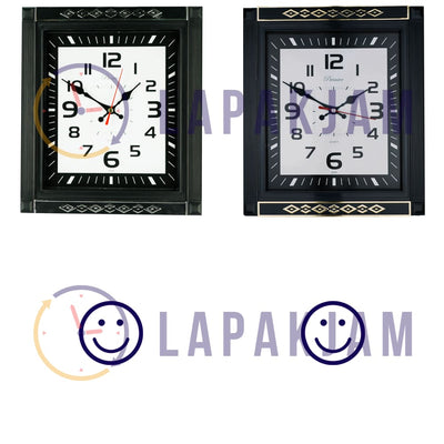 Jam Dinding Analog Polos Minimalis Premier Hitam Silver JD4334BLASIL