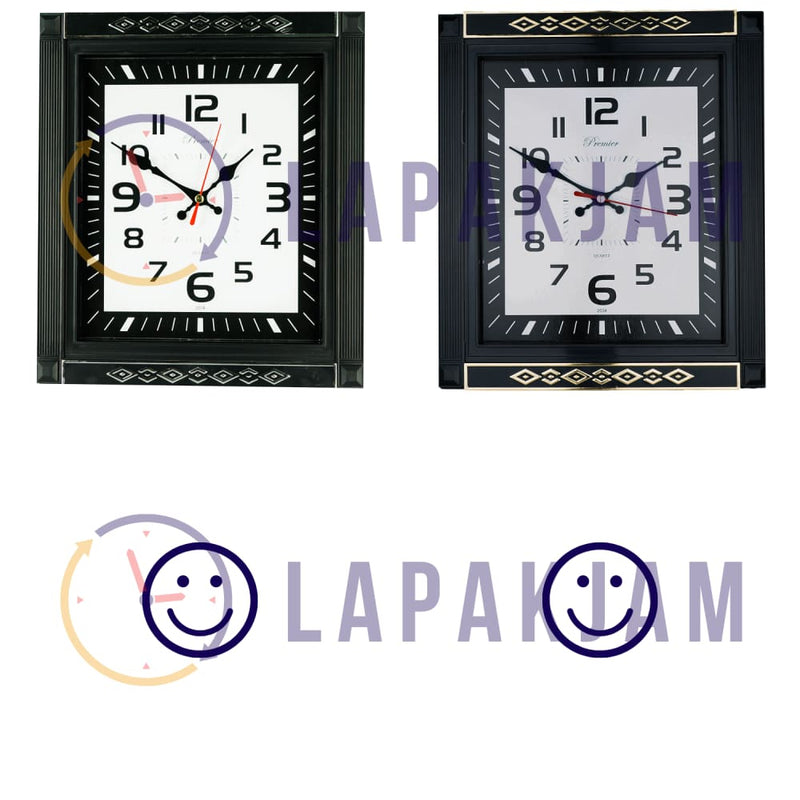 Jam Dinding Analog Polos Minimalis Premier Hitam Silver JD4334BLASIL