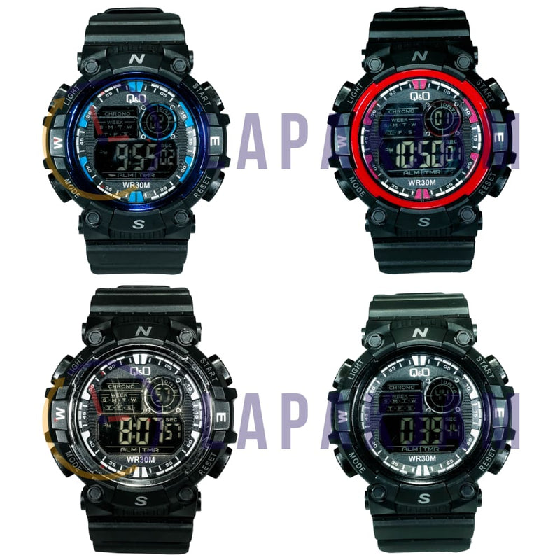 Jam Tangan Digital Sporty QnO Hitam Biru JAQNOD-04DHITBIR