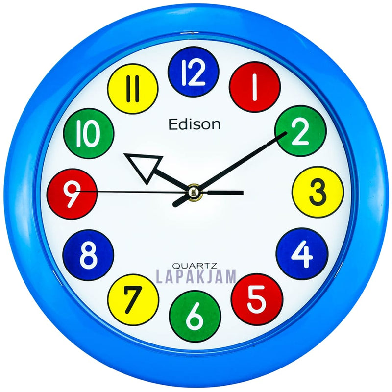 Jam Dinding Analog Polos Minimalis Edison Biru JDEDED280CBIR