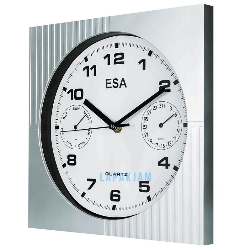 Jam Dinding Analog Polos Minimalis Esa Silver JDES6683SIL