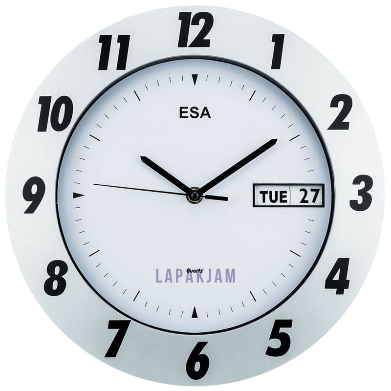Jam Dinding Analog Polos Minimalis Esa Silver JDES6356SILPUT