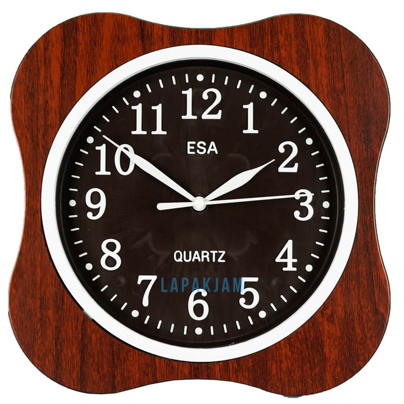 Jam Dinding Analog Polos Minimalis Esa Coklat tua JDESA192URKATU