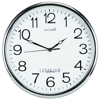 Jam Dinding Bell & Bandul Polos Minimalis Estiloren Silver Chrome JD78T4039WSIL