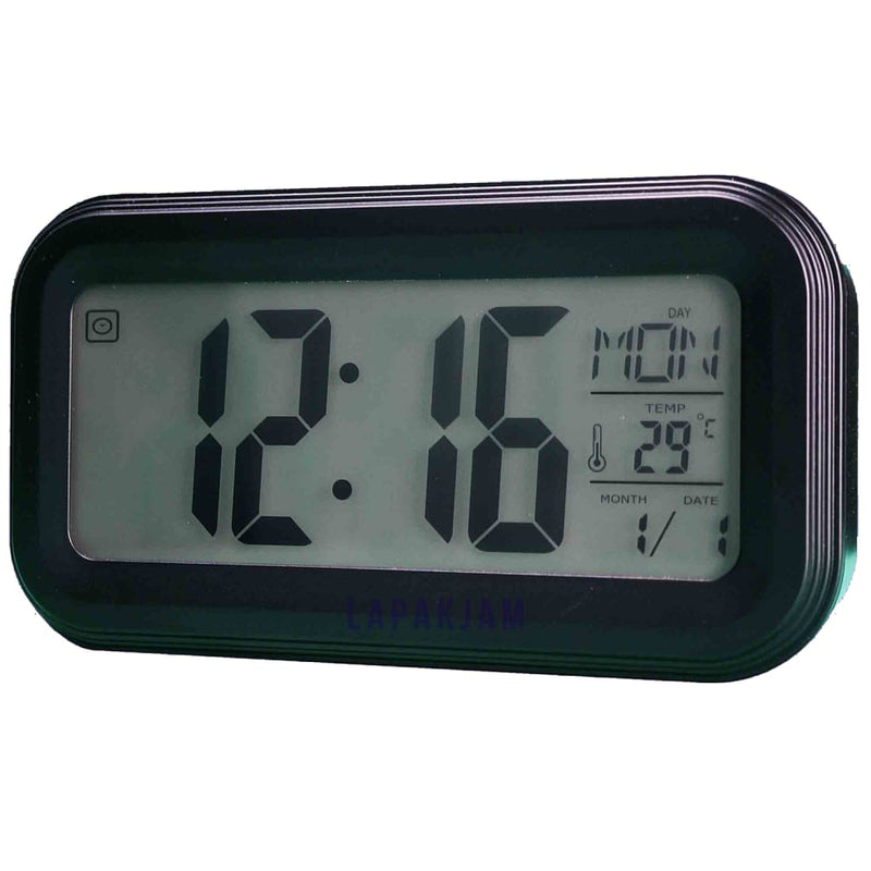 Jam Weker Digital Polos Minimalis Platinum Hitam WEPLATP-1603EHIT