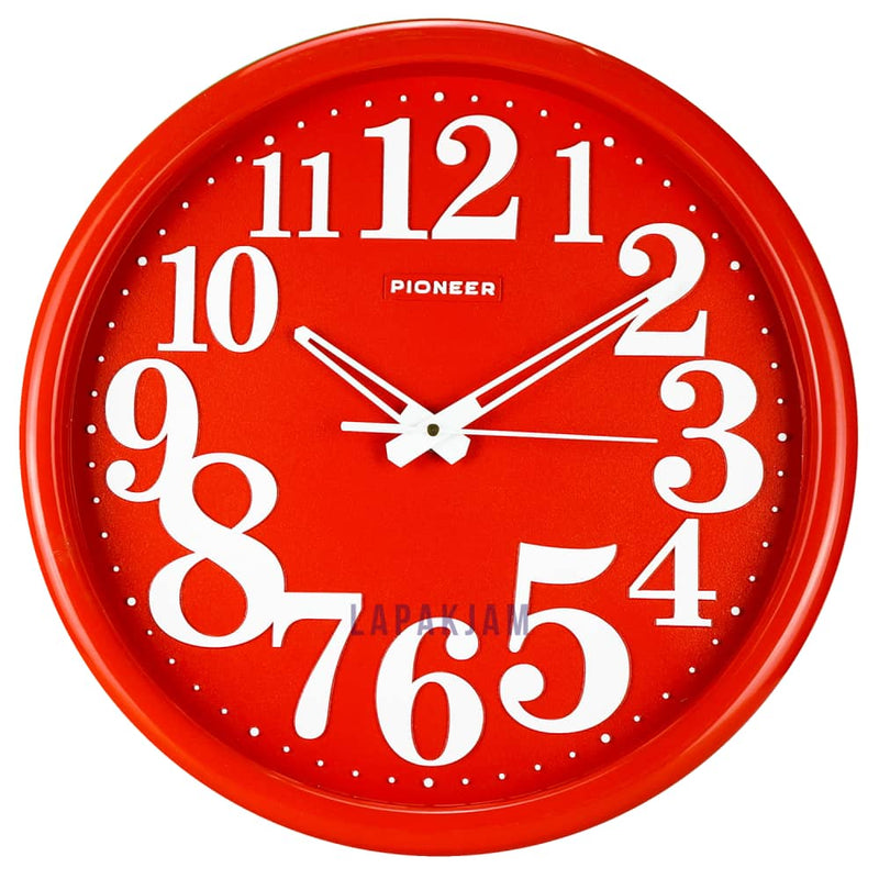 Jam Dinding Analog Polos Minimalis Pioneer Merah JD00PIO217DED