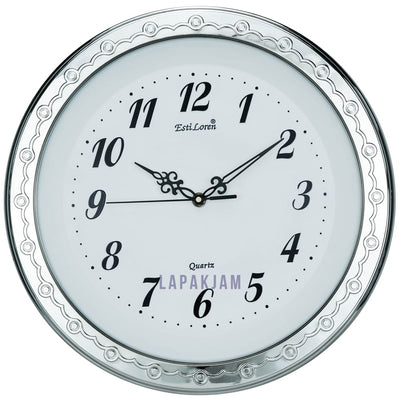Jam Dinding Analog Polos Minimalis Estiloren Silver JD15S228DSIL