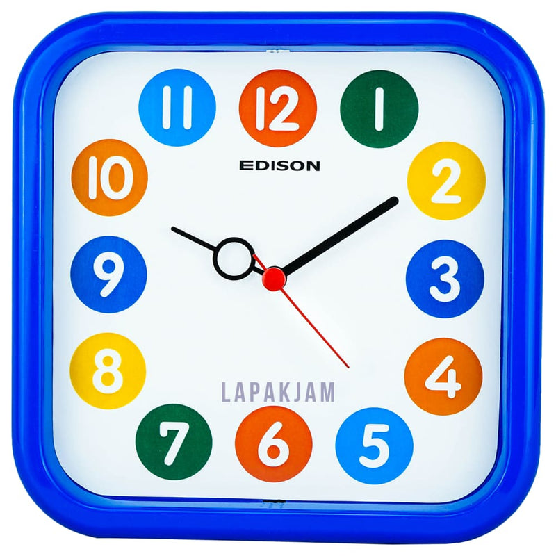 Jam Dinding Analog Polos Minimalis Edison Biru JDEDED06BIR