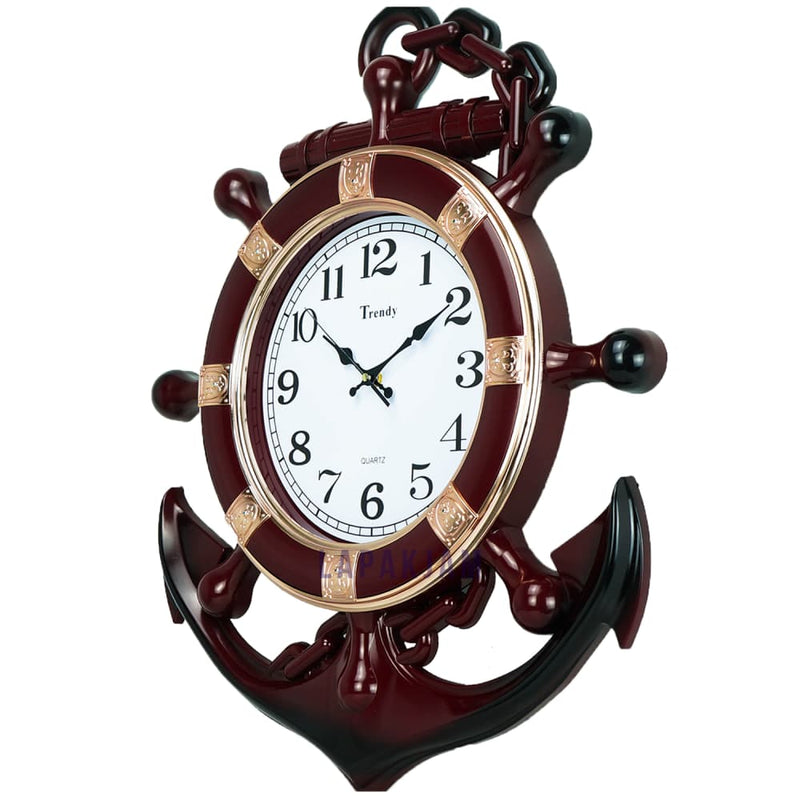 Jam Dinding Analog Nuansa Nakhoda Jangkar Trendy Maroon JDTRT7595MAR