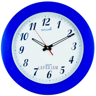 Jam Dinding Analog Polos Minimalis Estiloren Biru JDTIPTS9DMBU