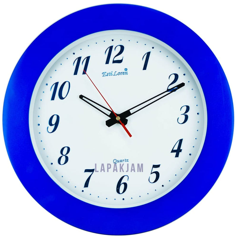Jam Dinding Analog Polos Minimalis Estiloren Biru JDTIPTS9DMBU