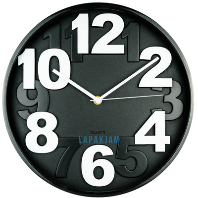 Jam Dinding Analog Polos Minimalis Platinum Hitam JDPLATPT-10761HIT
