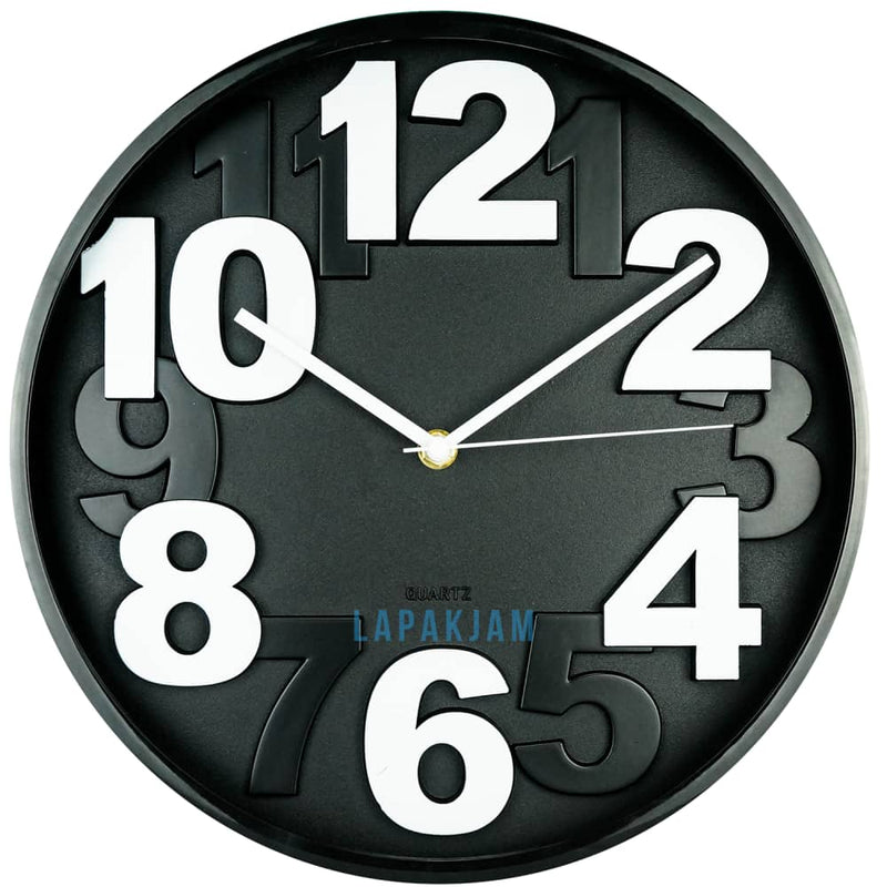 Jam Dinding Analog Polos Minimalis Platinum Hitam JDPLATPT-10761HIT