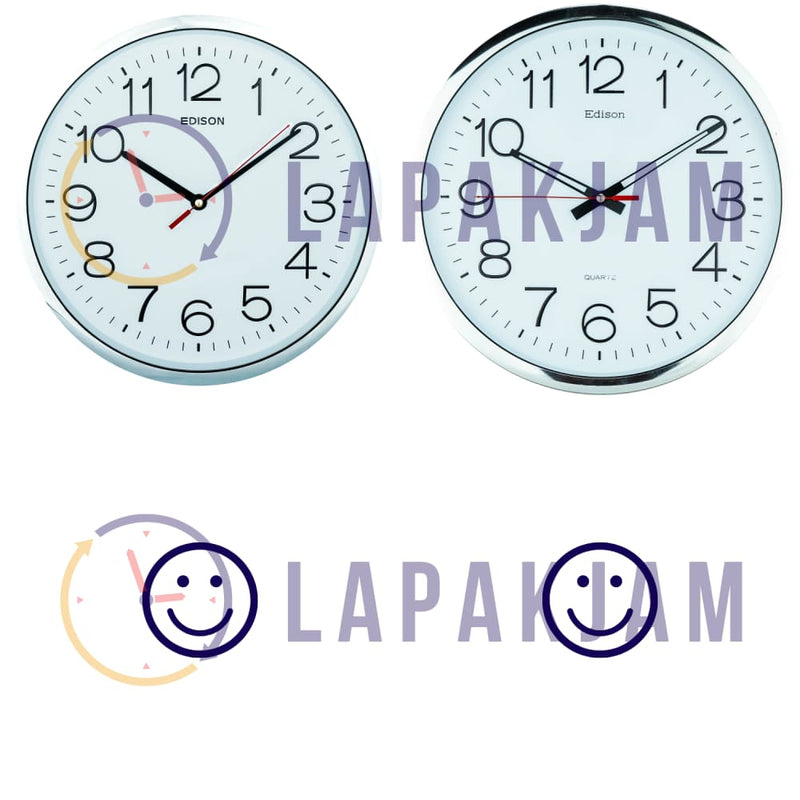 Jam Dinding Analog Polos Minimalis Edison Silver JDEDISEDWS28T26CHSIL