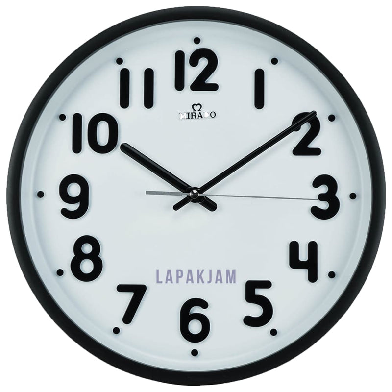 Jam Dinding Analog Polos Minimalis Mirado Hitam JD19Q-102HI-BL