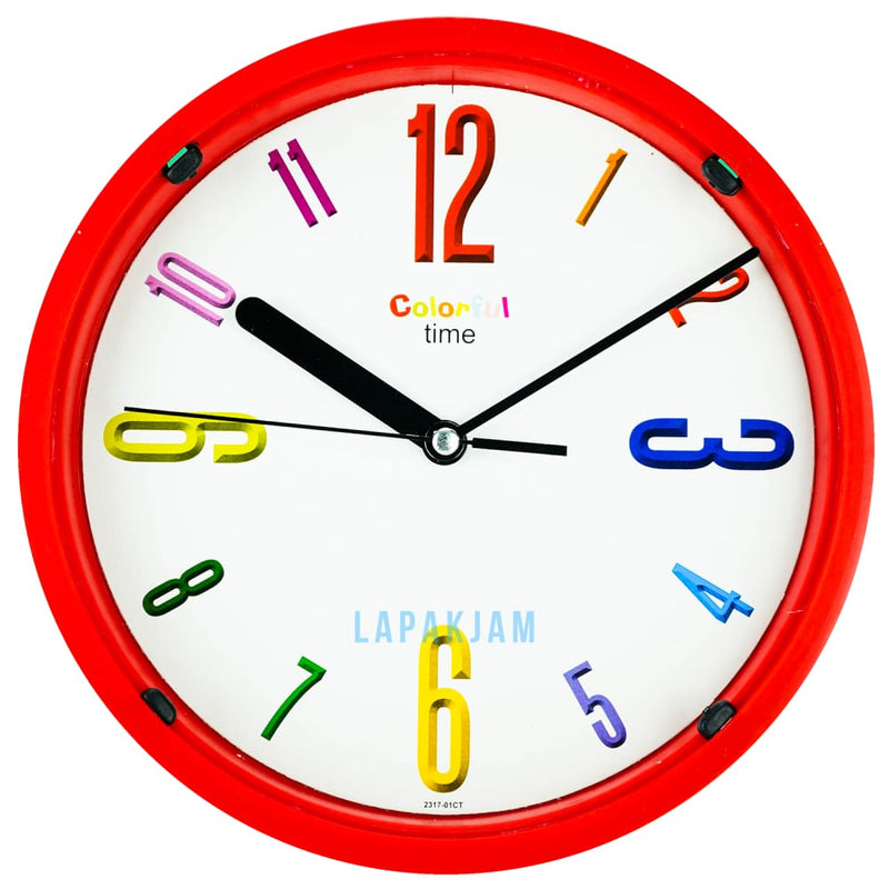 Jam Dinding Analog Polos Minimalis Ontime Merah JDONTI1917-CT01MER