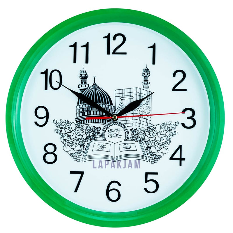 Jam Dinding Esa 594 NI Hijau Putih 31 cm