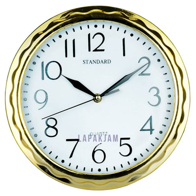 Jam Dinding Analog Polos Minimalis Standard Gold JDSTAN115MGOL