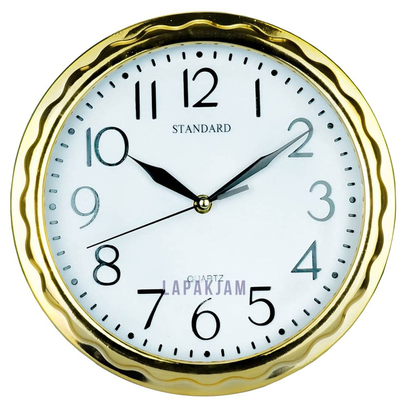 Jam Dinding Analog Polos Minimalis Standard Gold JDSTAN115MGOL