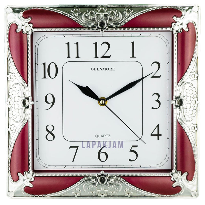 Jam Dinding Analog Polos Minimalis Glenmore Maroon JDGLGM-5858MAR