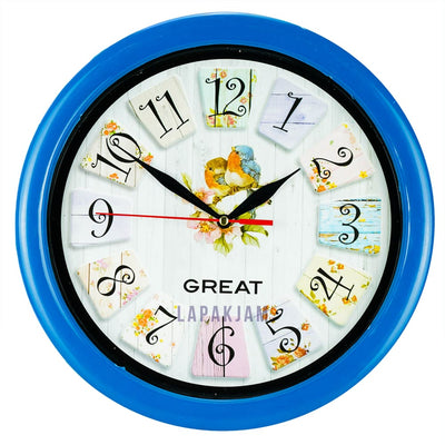 Jam Dinding Analog Bunga Great Biru JDGREA777G3BIR